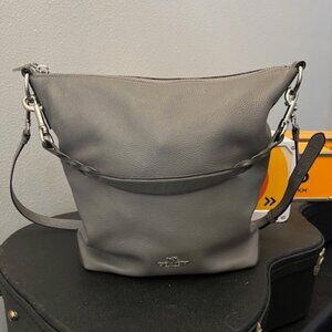 Coach Buttery Soft Leather Hobo Bag – Silver Gray | Multi-Way Wear | Like New